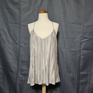 Caramela Metallic Pleated Halter V-Neck Cami